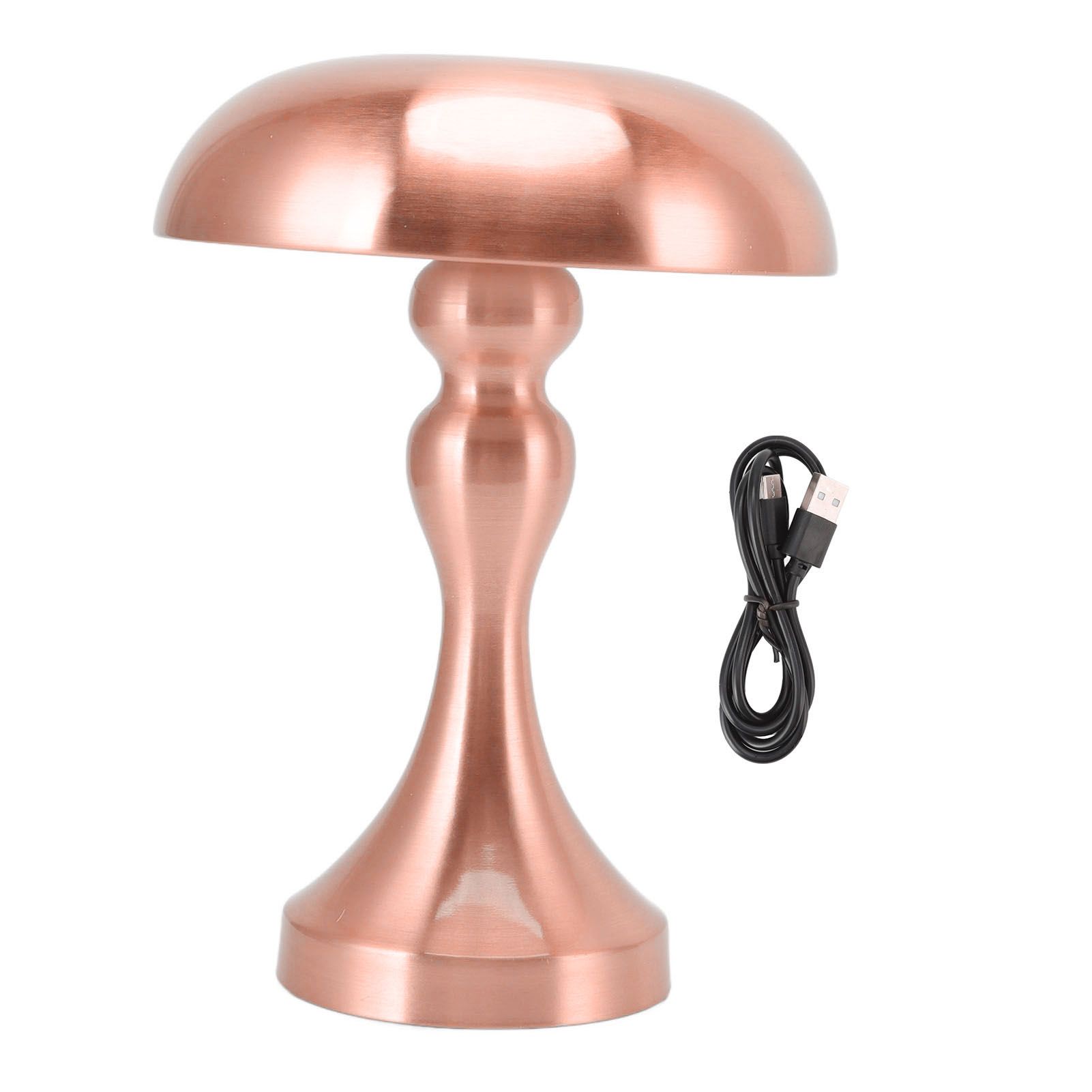 Table Lamp Rechargeable Mushroom Shape 3 Speed Color Temperature Touch Stepless Dimming Night Light for Home Copper - Image 1