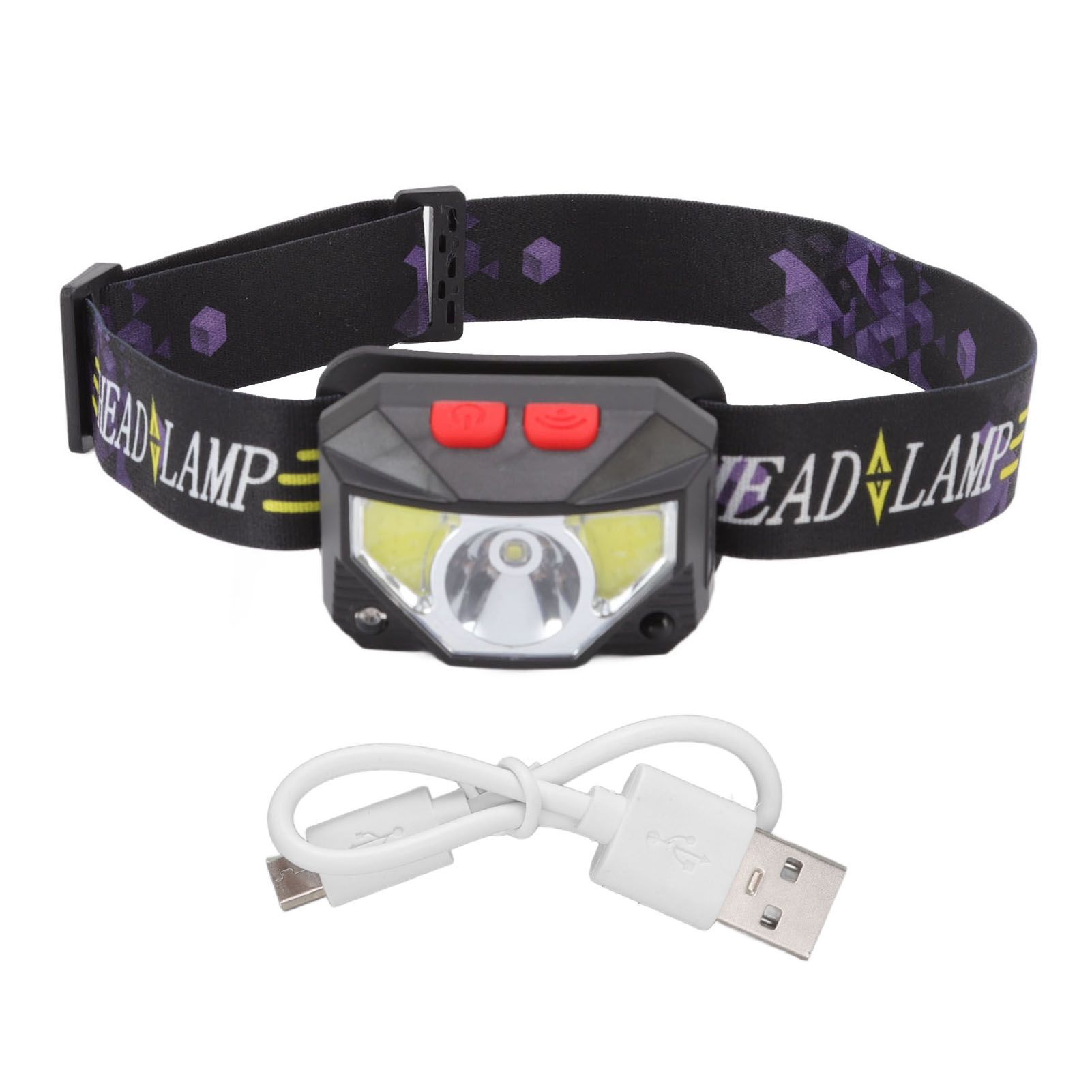 LED Outdoor Headlamp ABS Mini Multifunction USB Charging COB Sensor Head Flashlight - Image 1