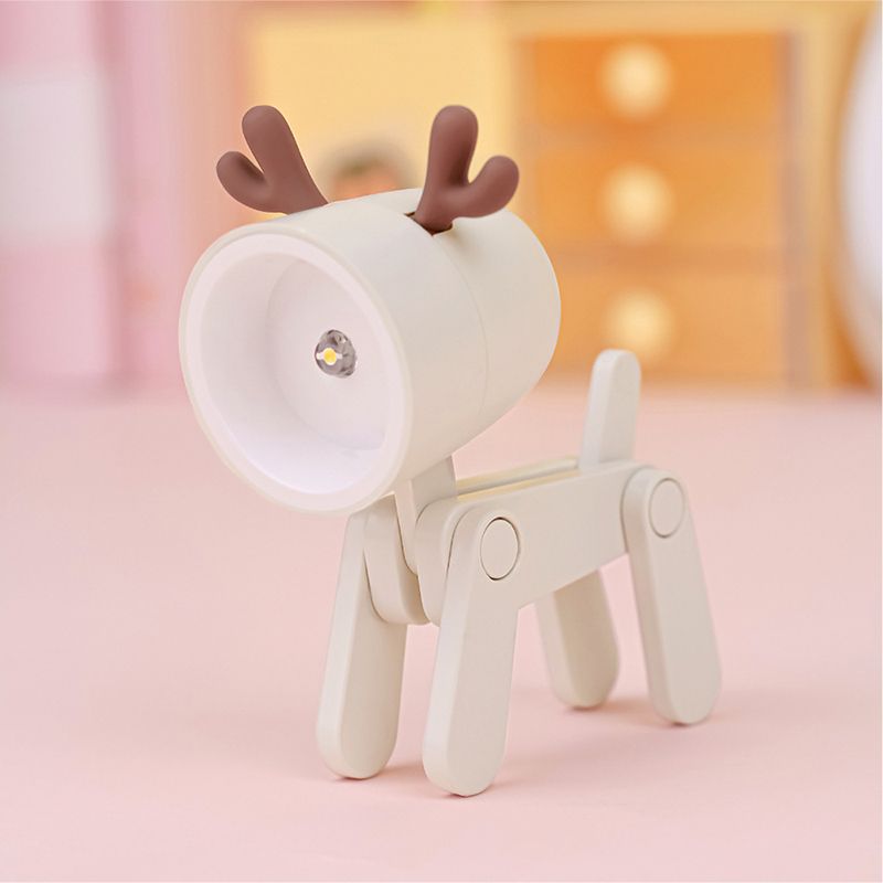 Mini Cute Pet Night Light Kawaii LED Desk Lamp Ins Mini Cute Little Phone Stand Decorative Furnishing Articles Beige Deer - Image 5