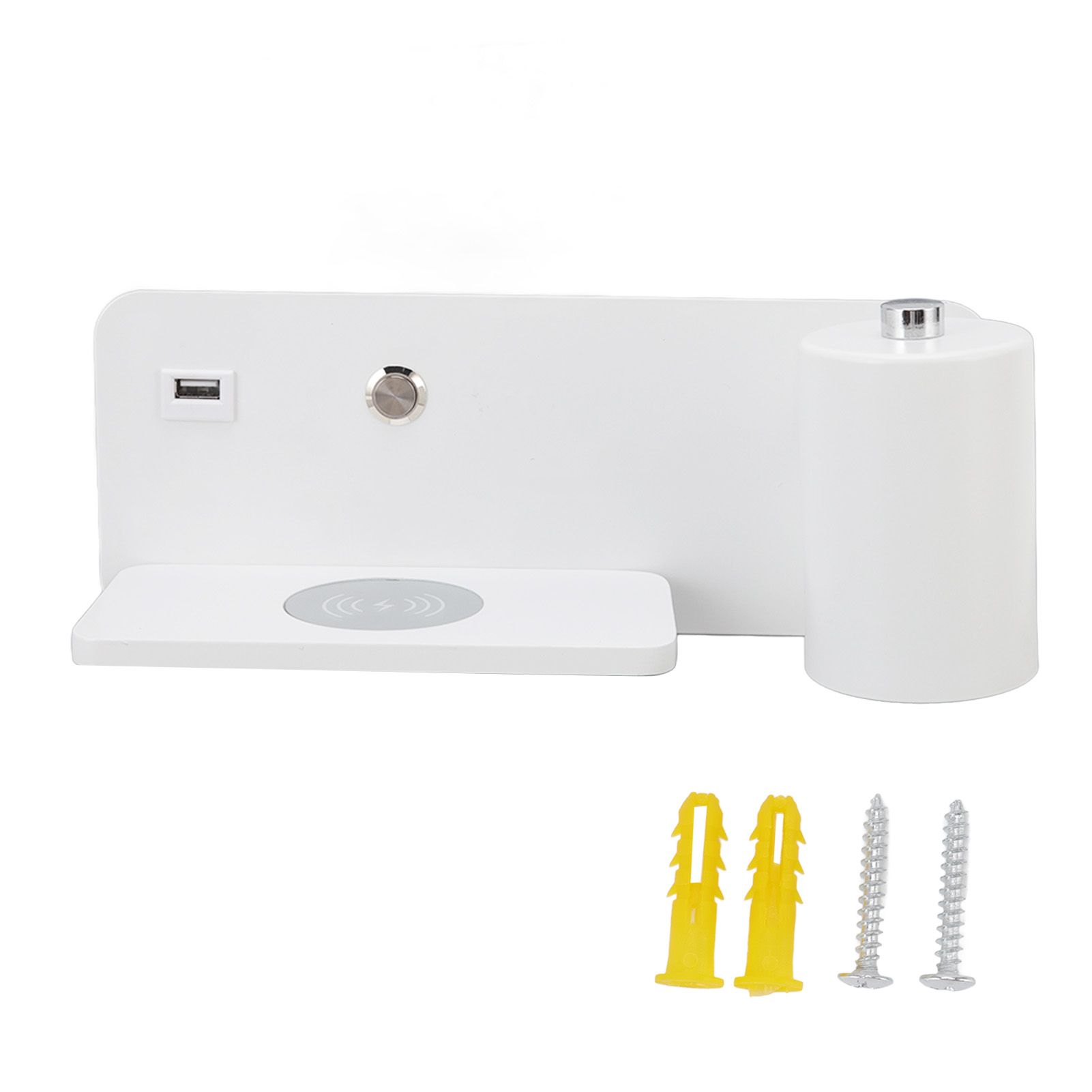 LED Wall Light USB Interface Wireless Charging LED Wall Lamp for Living Room Bedroom 85‑265V White Right - Image 1