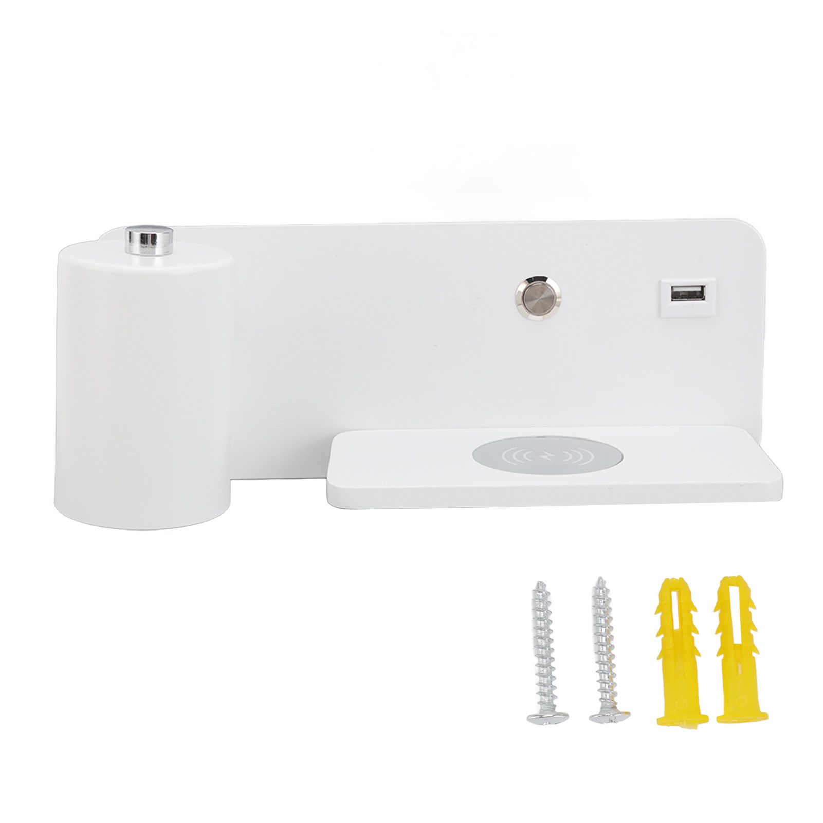 LED Wall Light USB Interface Wireless Charging LED Wall Lamp for Living Room Bedroom 85‑265V White Left - Image 1