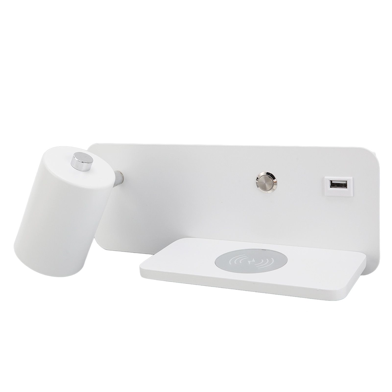 LED Wall Light USB Interface Wireless Charging LED Wall Lamp for Living Room Bedroom 85‑265V White Left - Image 4