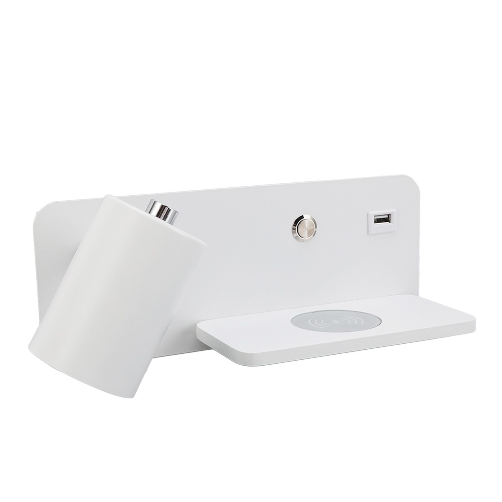 LED Wall Light USB Interface Wireless Charging LED Wall Lamp for Living Room Bedroom 85‑265V White Left - Image 5