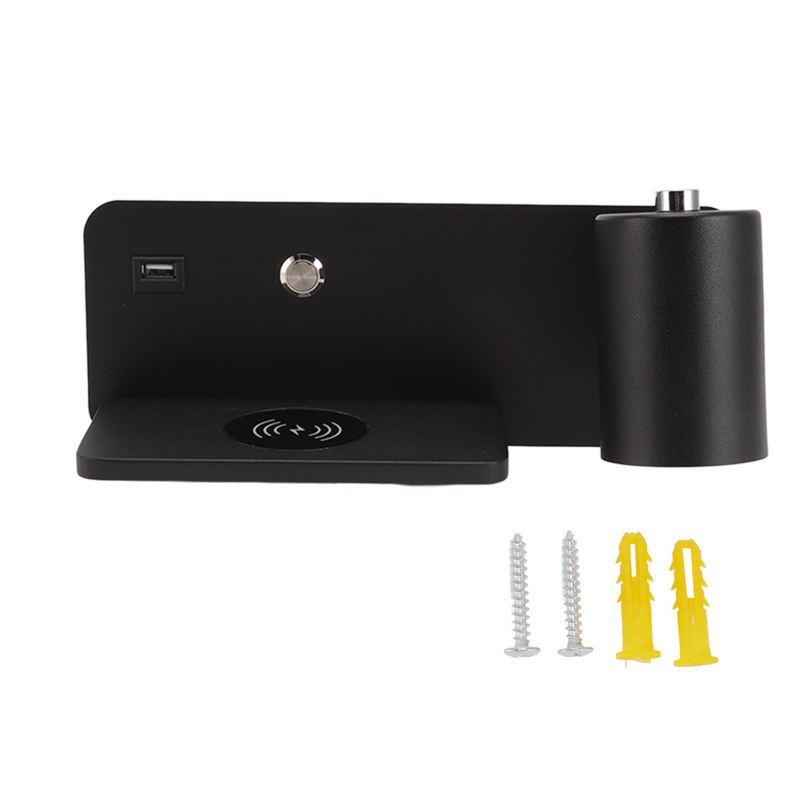 LED Wall Light USB Interface Wireless Charging LED Wall Lamp for Living Room Bedroom 85‑265V Black Right - Image 1