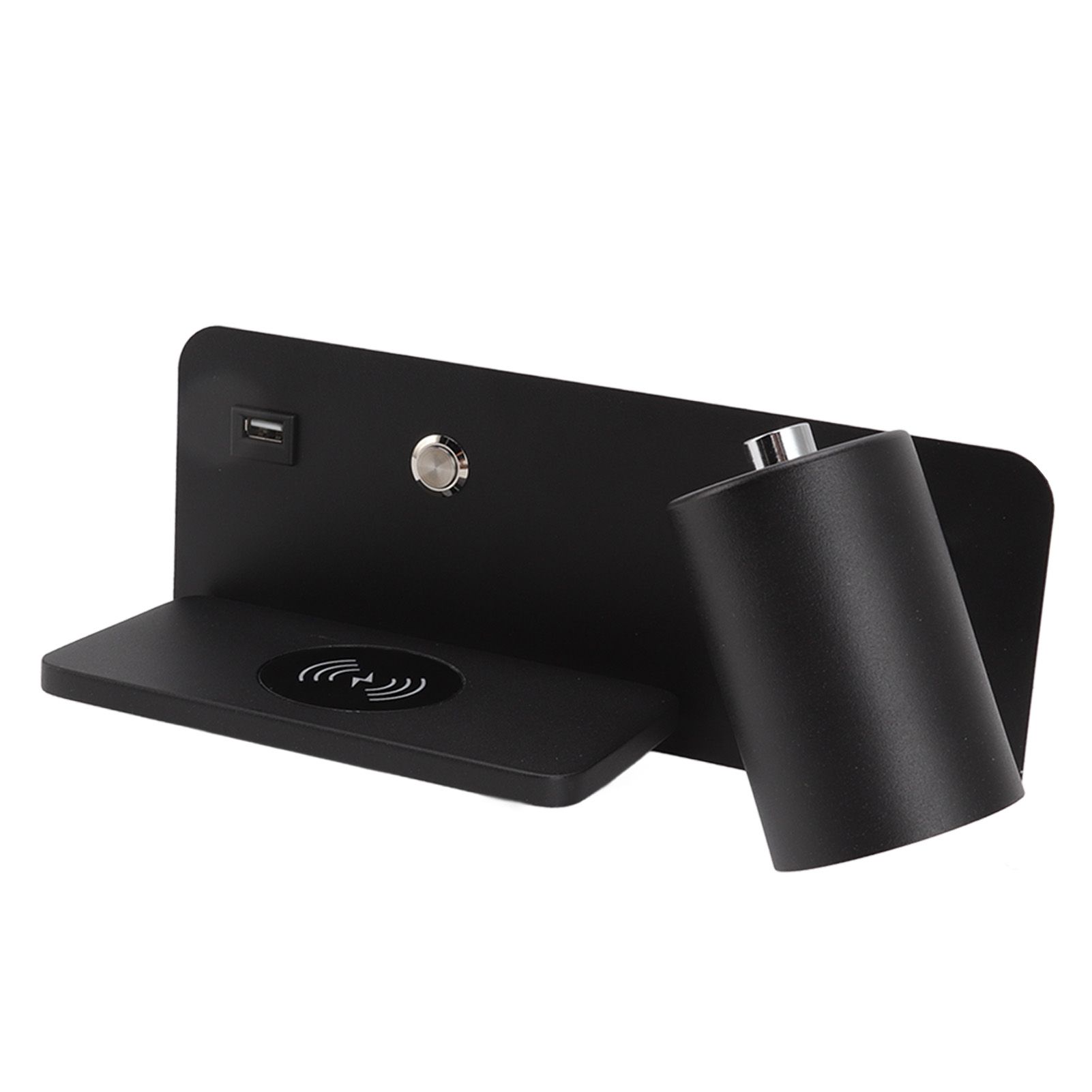 LED Wall Light USB Interface Wireless Charging LED Wall Lamp for Living Room Bedroom 85‑265V Black Right - Image 3