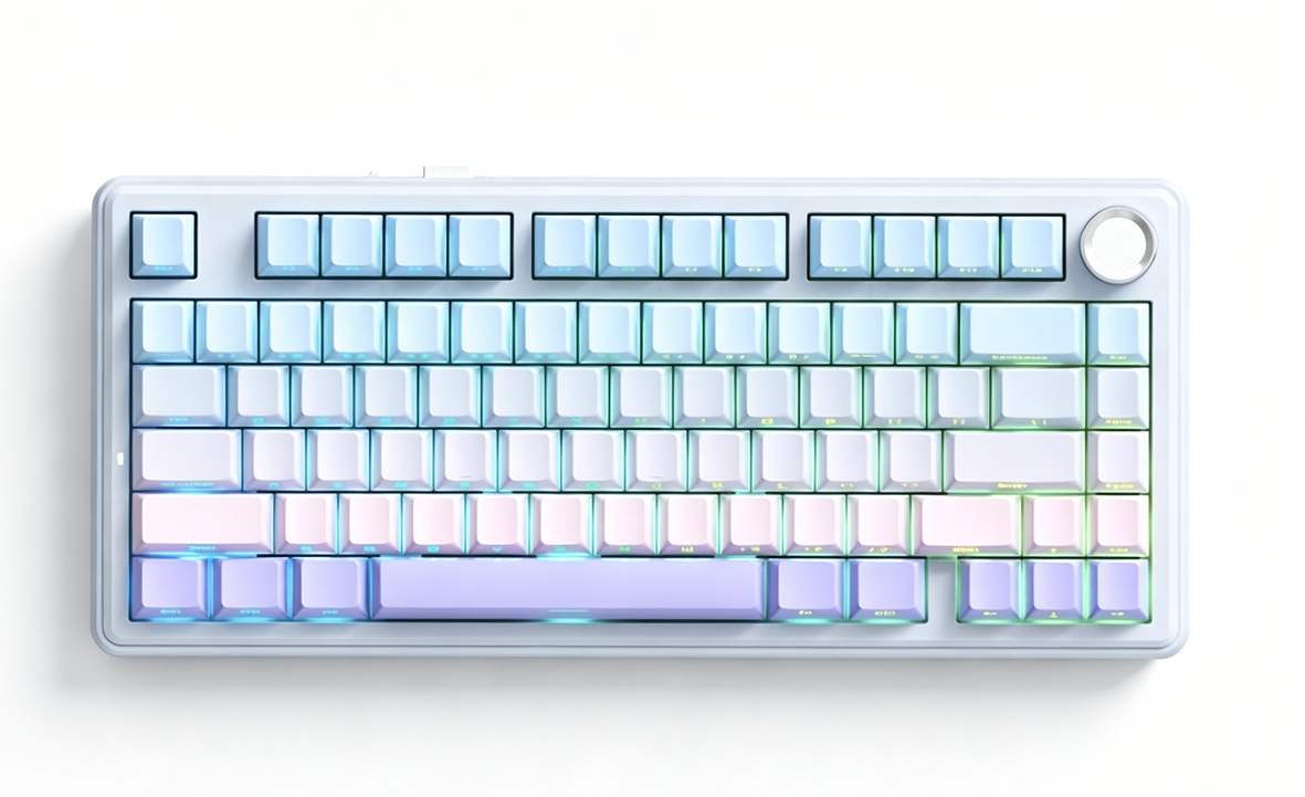 Solakaka A75 3-Mode RGB Mechanical Keyboard, Hot-Swappable Greywood V3 Switch,Blue‑Purple - Image 1