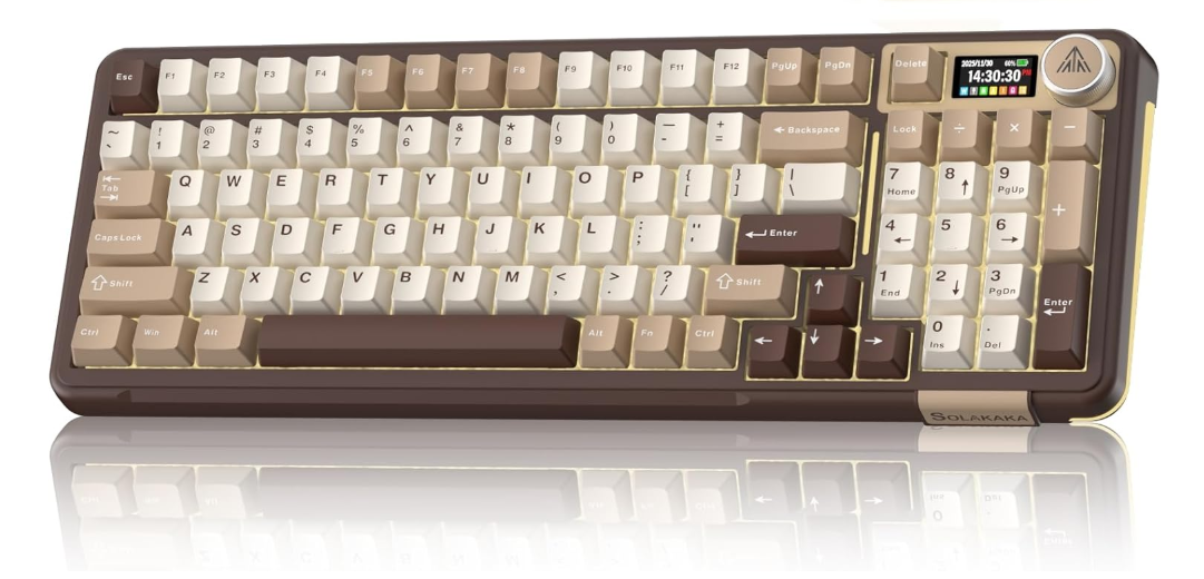 Solakaka A99PRO 3‑Mode RGB Mechanical Keyboard, Hot‑Swappable Sagittarius Switch,Milk-Coffee-Brown - Image 1
