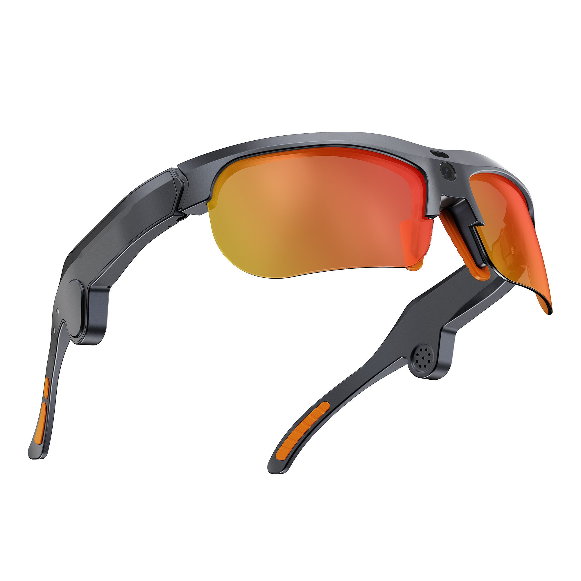 E08 Smart Bluetooth Cycling Sunglasses with Camera, UV400 Outdoor Sports Glasses，orange - Image 1
