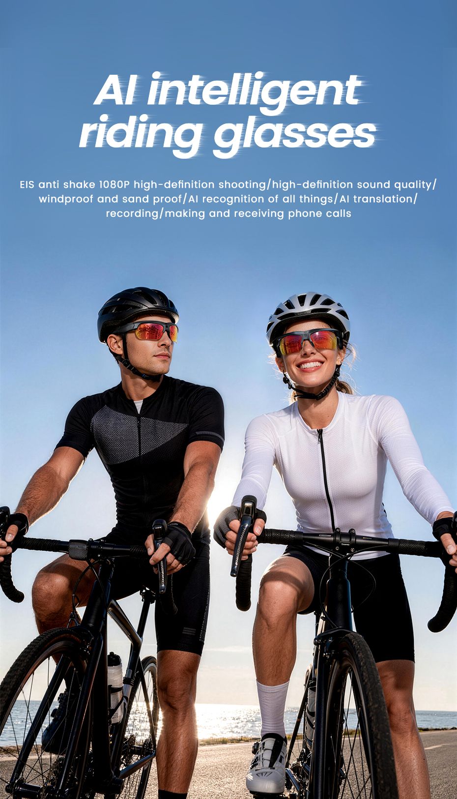 E08 Smart Bluetooth Cycling Sunglasses with Camera, UV400 Outdoor Sports Glasses，orange - Image 5