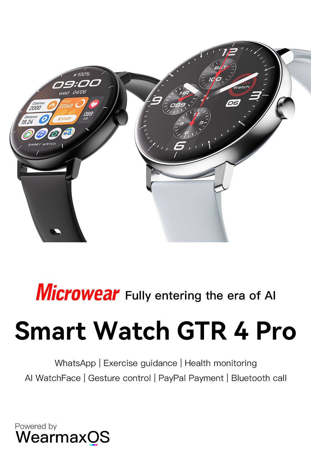 GTR4 Pro Bluetooth Call Smart Watch, Waterproof Fitness Tracker with Heart Rate Sleep Monitor for Android iOS，black - Image 5