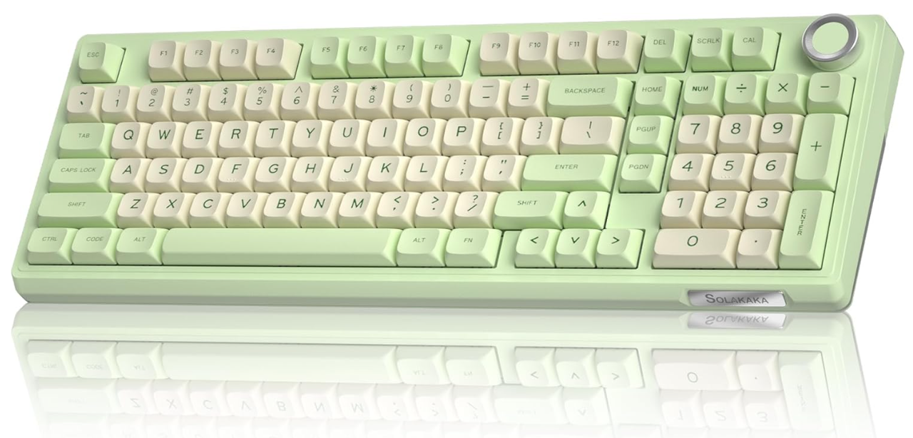 Solakaka Ki99pro 3‑Mode RGB Mechanical Keyboard,  Avocado-Green - Image 1