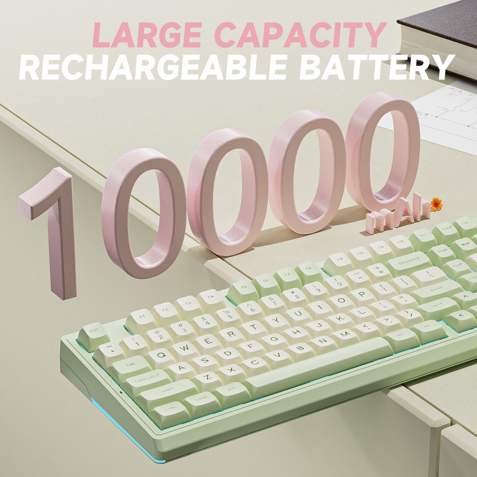 Solakaka Ki99pro 3‑Mode RGB Mechanical Keyboard,  Avocado-Green - Image 4