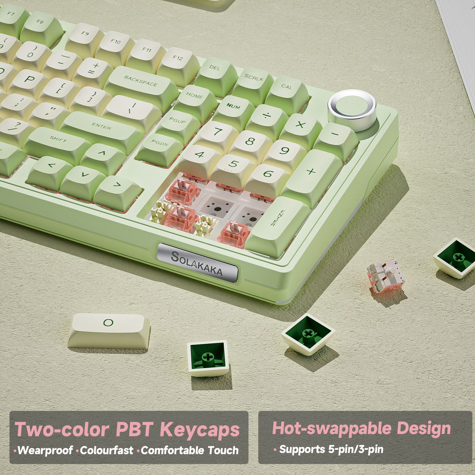 Solakaka Ki99pro 3‑Mode RGB Mechanical Keyboard,  Avocado-Green - Image 6