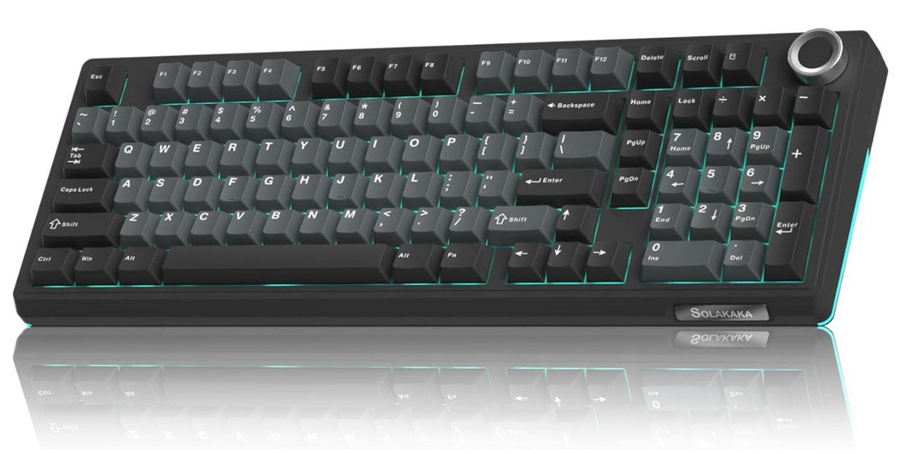 Solakaka Ki99pro 3‑Mode RGB Mechanical Keyboard,  Gray‑Blue - Image 1