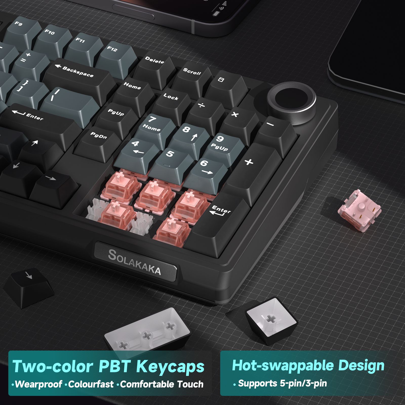Solakaka Ki99pro 3‑Mode RGB Mechanical Keyboard,  Gray‑Blue - Image 4