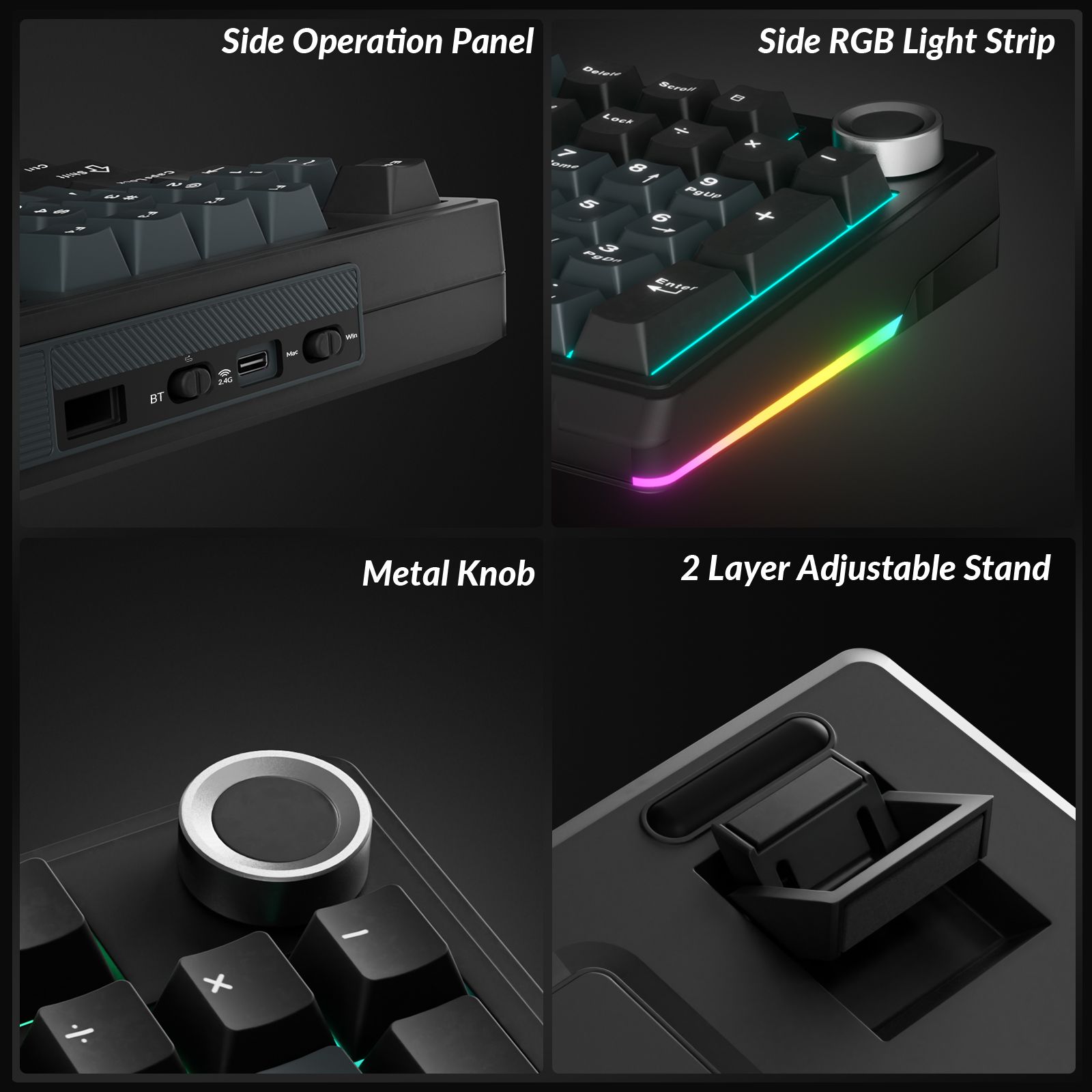 Solakaka Ki99pro 3‑Mode RGB Mechanical Keyboard,  Gray‑Blue - Image 7