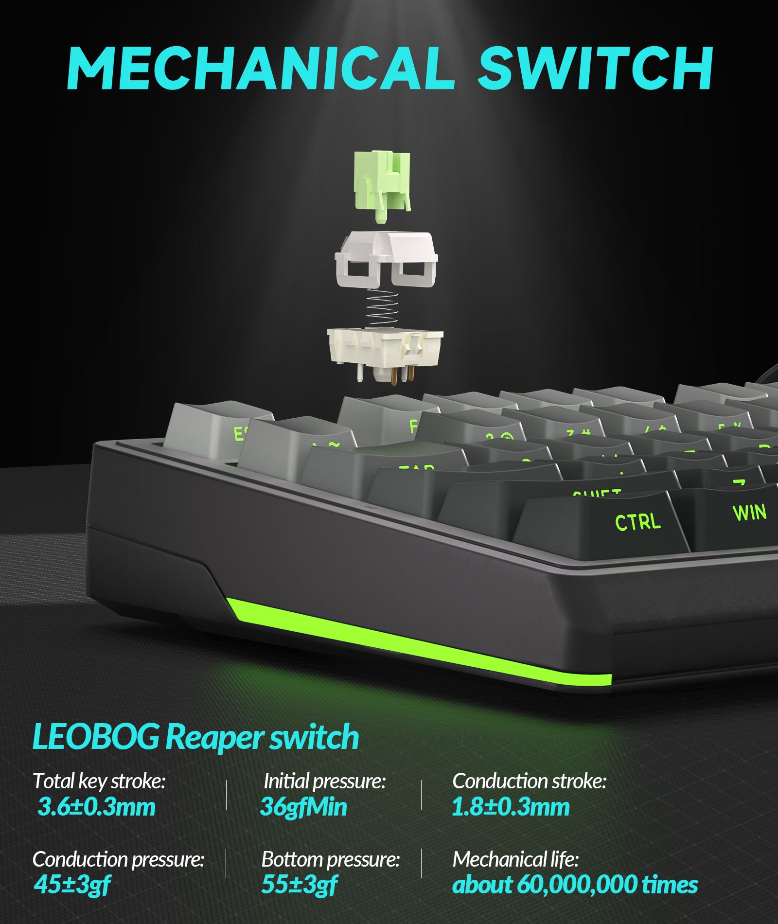 Solakaka Ki99pro 3‑Mode RGB Mechanical Keyboard,  Gradient-Gray - Image 7