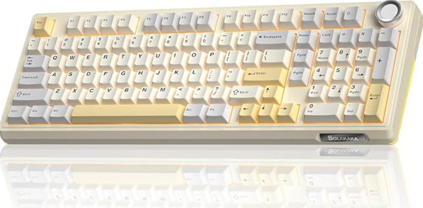 Solakaka Ki99pro 3‑Mode RGB Mechanical Keyboard,  Orange-White - Image 1