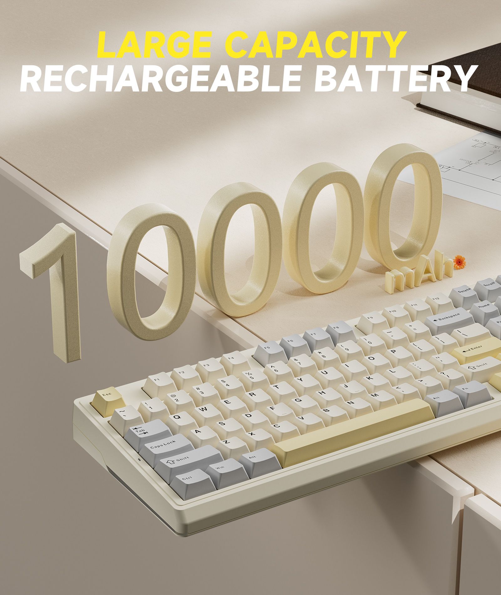 Solakaka Ki99pro 3‑Mode RGB Mechanical Keyboard,  Orange-White - Image 6