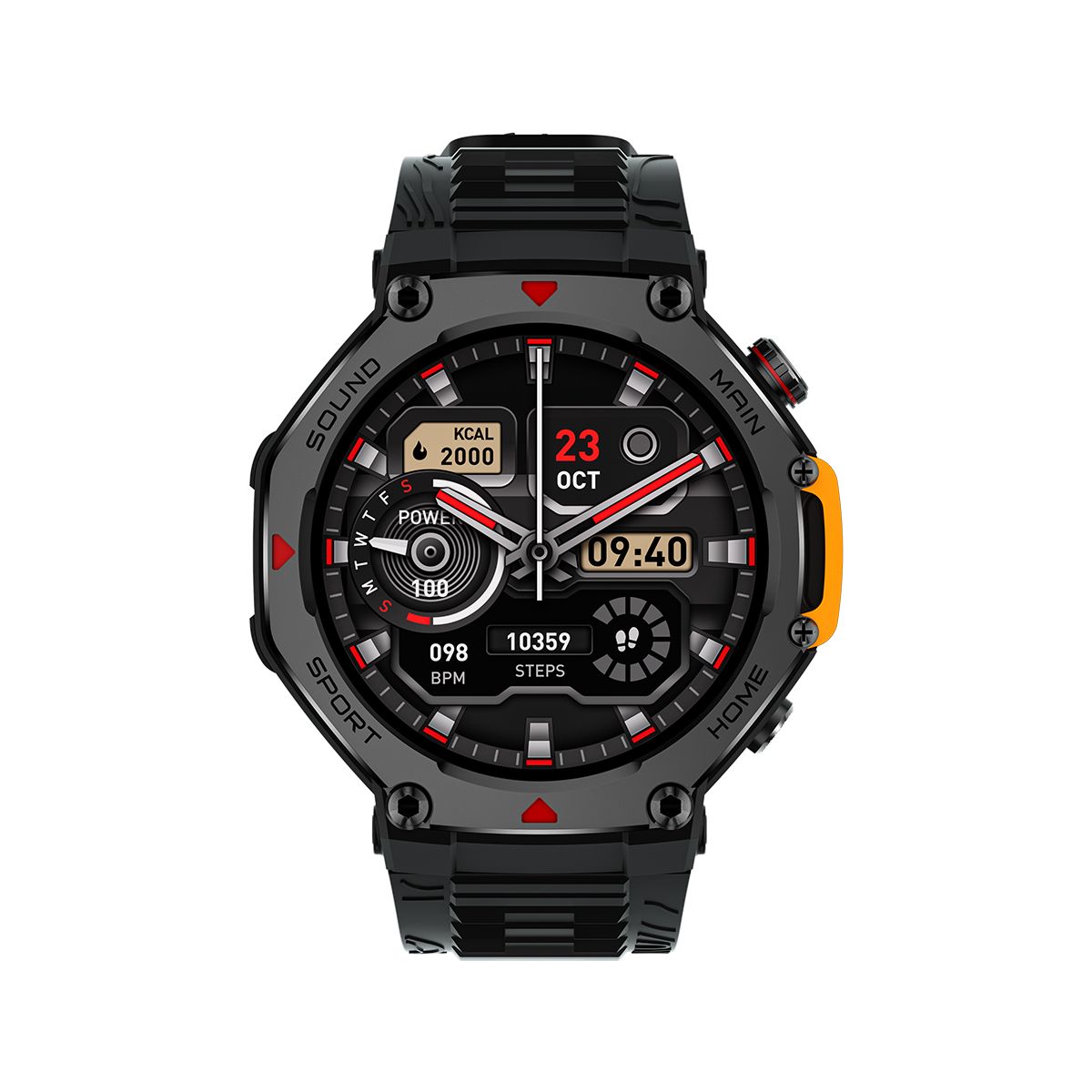 M-Rex4 Men Rugged GPS Smart Watch, 5ATM Waterproof Bluetooth Call Fitness Tracker Heart Rate Sleep Monitor，black - Image 2