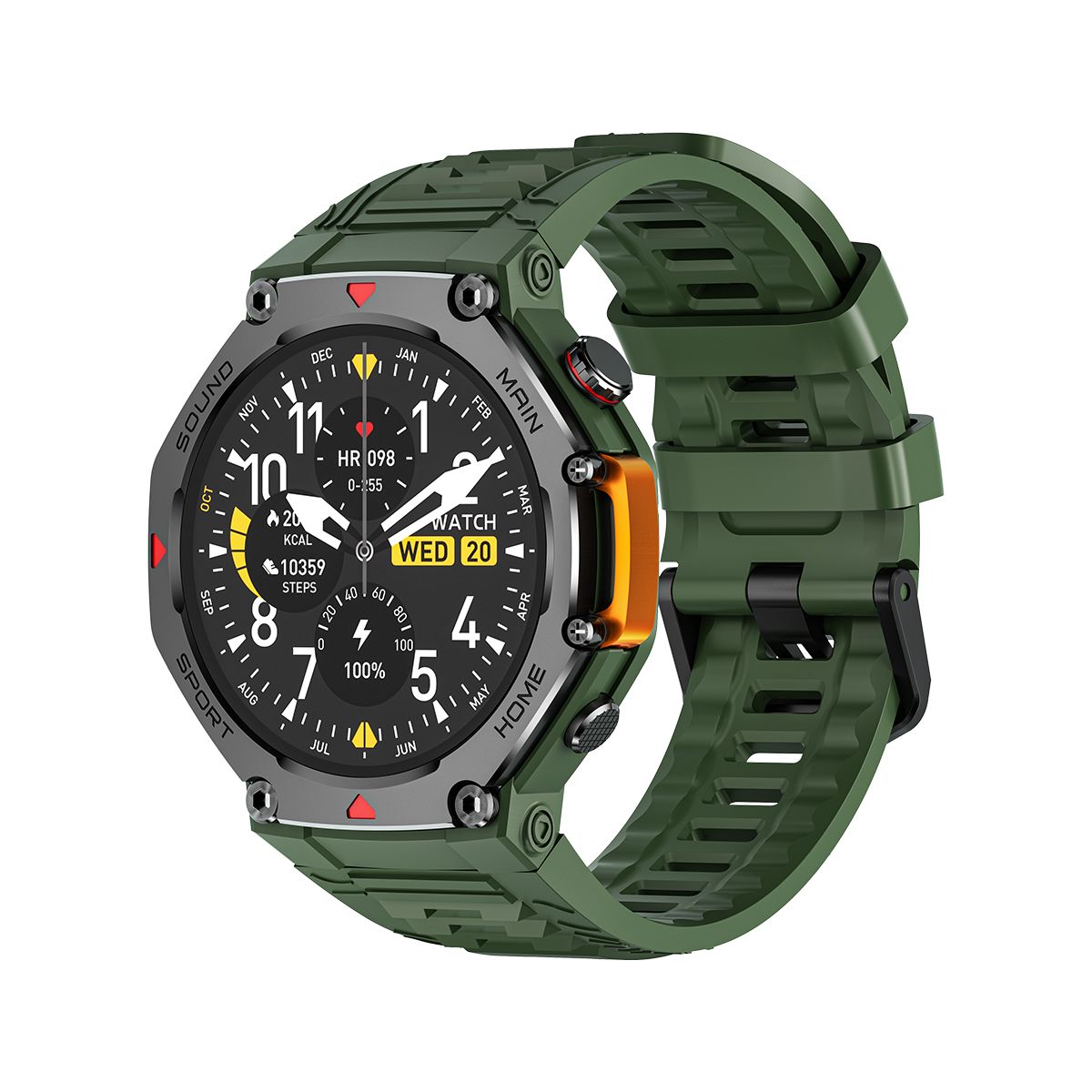 M-Rex4 Men Rugged GPS Smart Watch, 5ATM Waterproof Bluetooth Call Fitness Tracker Heart Rate Sleep Monitor，green - Image 1
