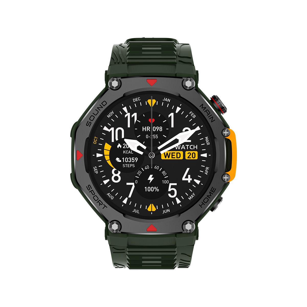 M-Rex4 Men Rugged GPS Smart Watch, 5ATM Waterproof Bluetooth Call Fitness Tracker Heart Rate Sleep Monitor，green - Image 2