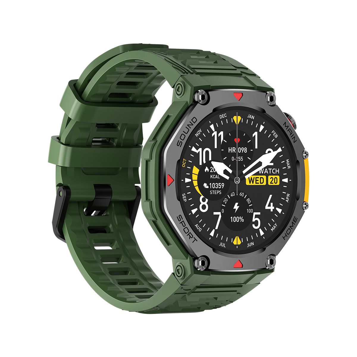 M-Rex4 Men Rugged GPS Smart Watch, 5ATM Waterproof Bluetooth Call Fitness Tracker Heart Rate Sleep Monitor，green - Image 3