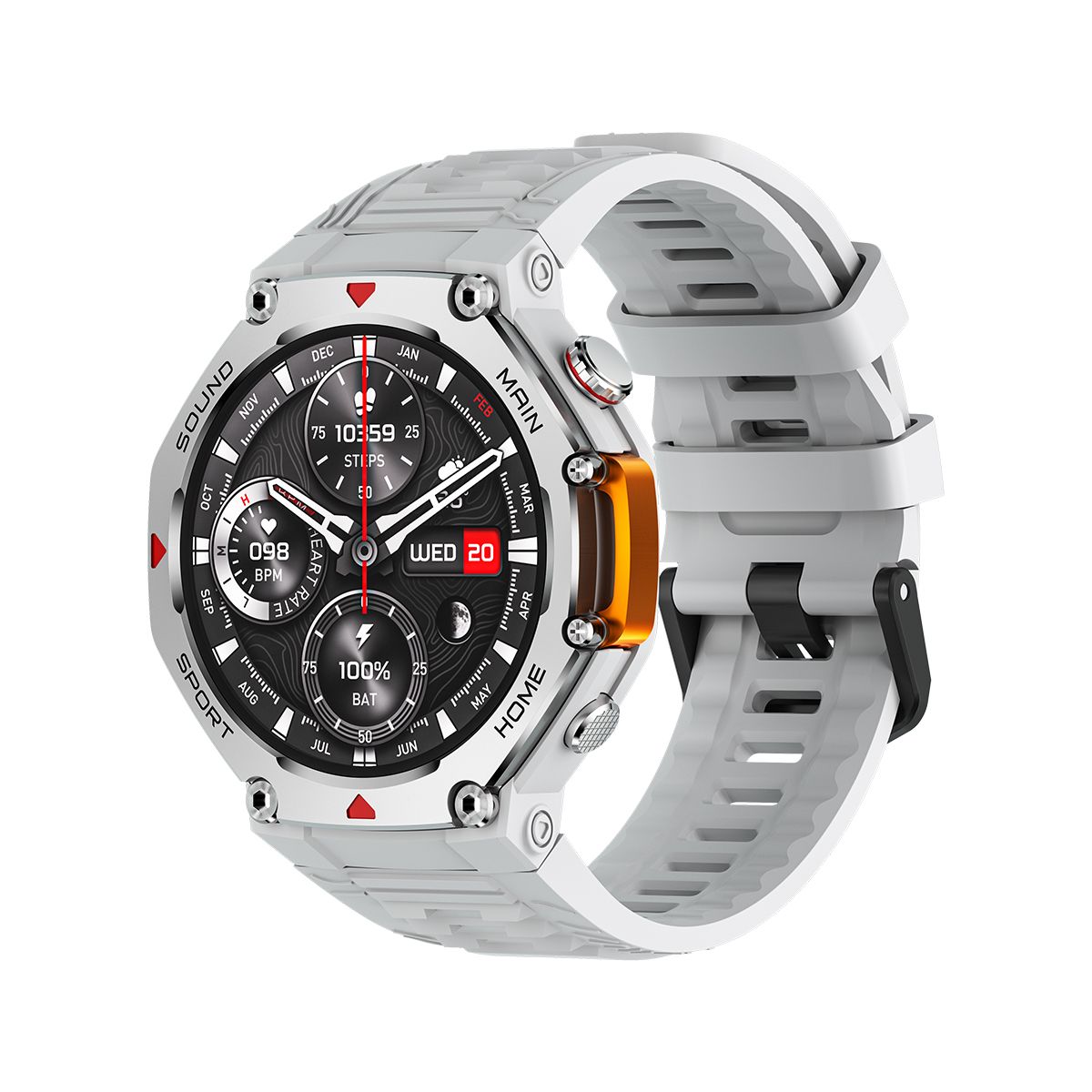 M-Rex4 Men Rugged GPS Smart Watch, 5ATM Waterproof Bluetooth Call Fitness Tracker Heart Rate Sleep Monitor，white - Image 1