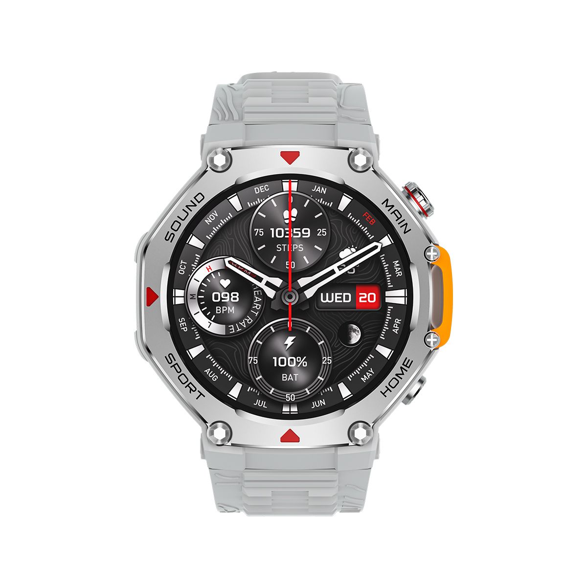M-Rex4 Men Rugged GPS Smart Watch, 5ATM Waterproof Bluetooth Call Fitness Tracker Heart Rate Sleep Monitor，white - Image 2