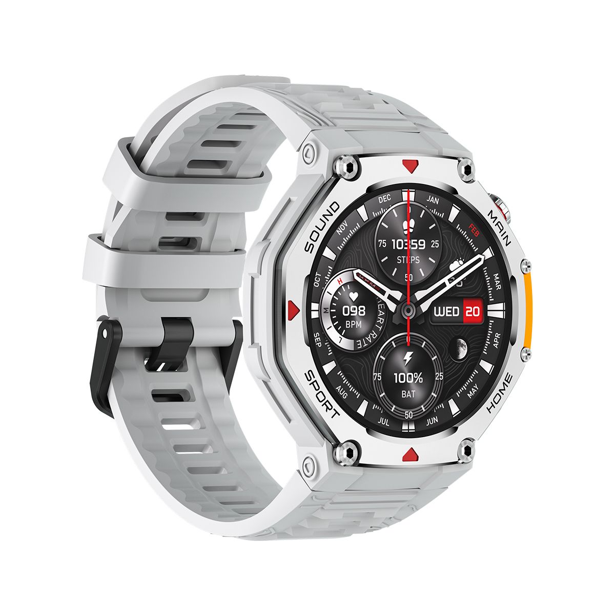 M-Rex4 Men Rugged GPS Smart Watch, 5ATM Waterproof Bluetooth Call Fitness Tracker Heart Rate Sleep Monitor，white - Image 3