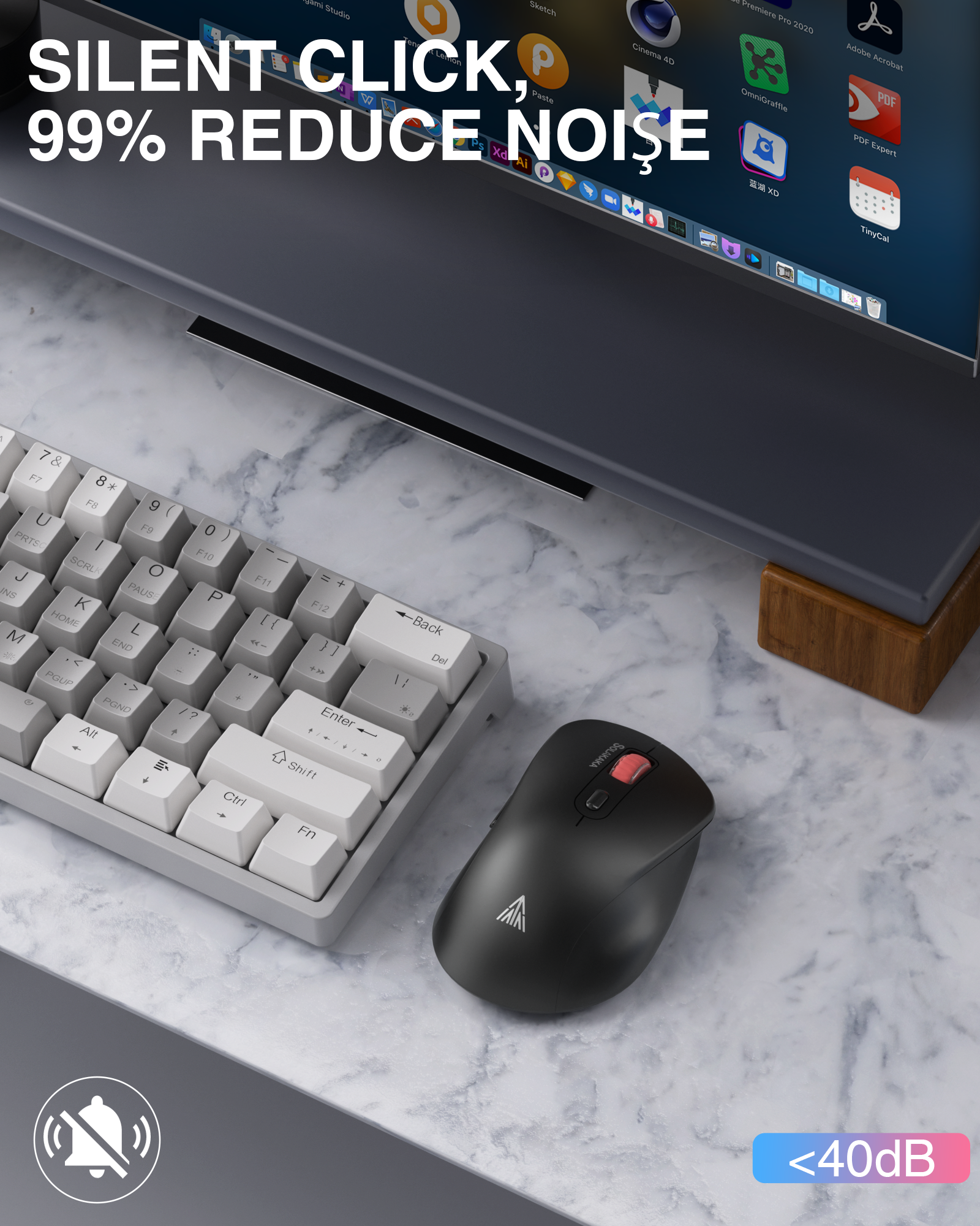 SM66 Dual Mode Wireless Gaming Mouse, Rechargeable RGB Ergonomic Mice with Adjustable DPI ,black - Image 5