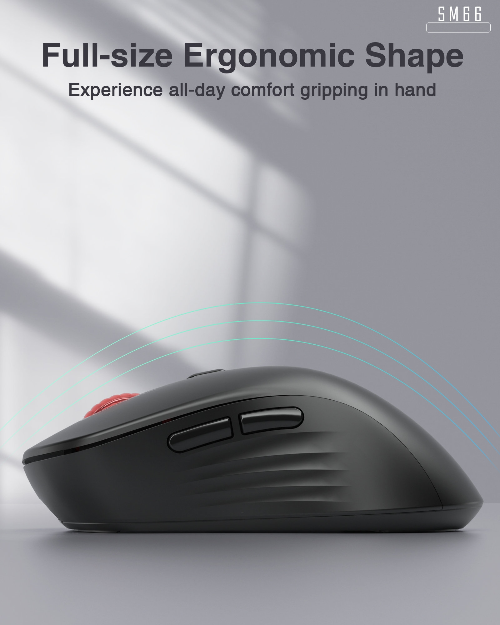 SM66 Dual Mode Wireless Gaming Mouse, Rechargeable RGB Ergonomic Mice with Adjustable DPI ,black - Image 6