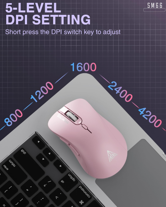 SM67 Dual Mode Wireless Gaming Mouse, Rechargeable RGB Ergonomic Mice with Adjustable DPI ,pink - Image 2