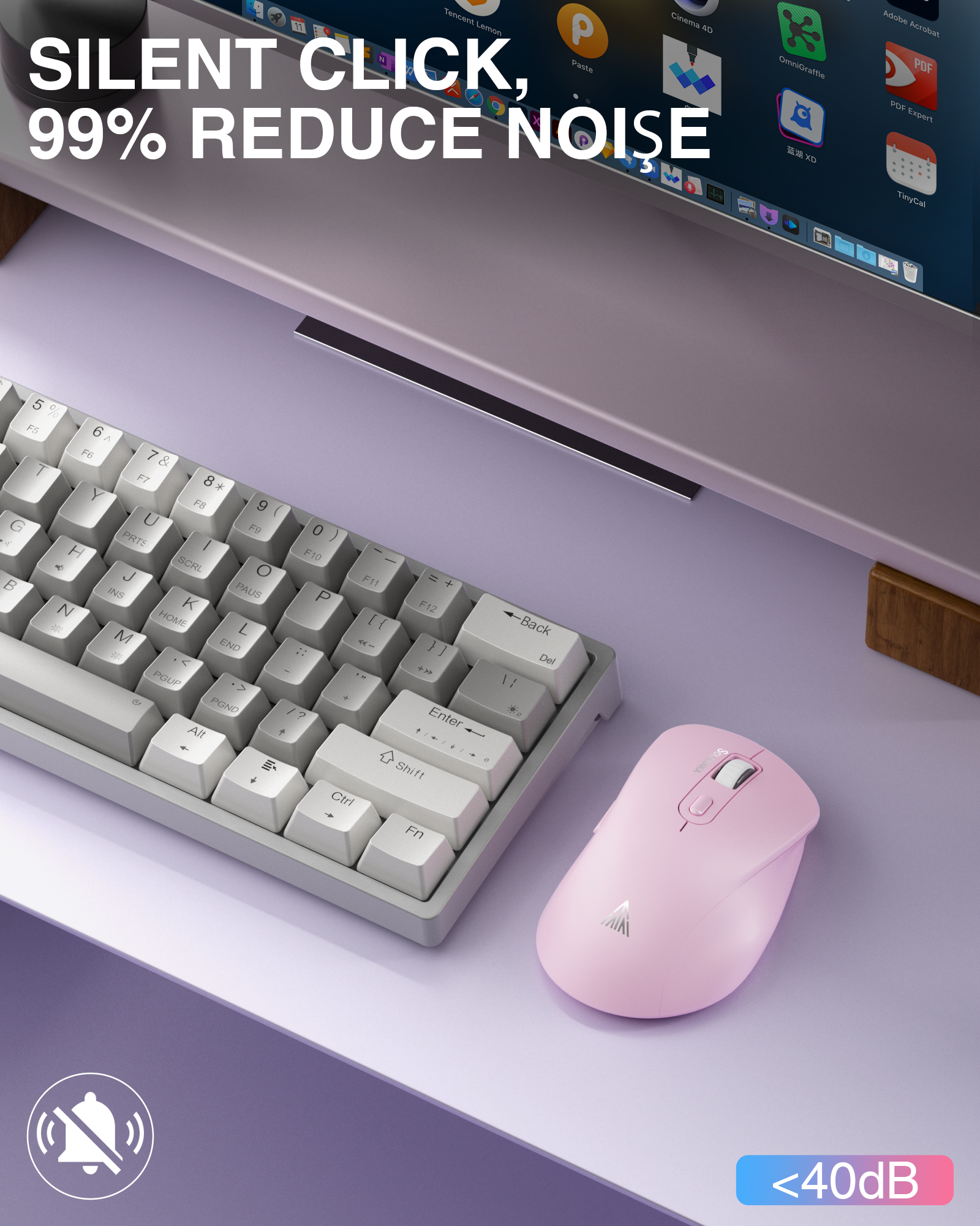 SM67 Dual Mode Wireless Gaming Mouse, Rechargeable RGB Ergonomic Mice with Adjustable DPI ,pink - Image 7