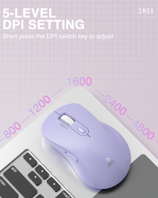 SM68 Dual Mode Wireless Gaming Mouse, Rechargeable RGB Ergonomic Mice with Adjustable DPI ,purple - Image 2