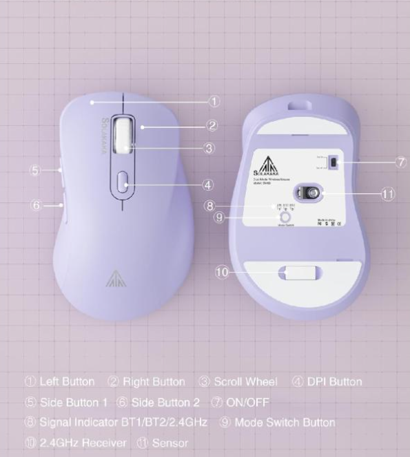 SM68 Dual Mode Wireless Gaming Mouse, Rechargeable RGB Ergonomic Mice with Adjustable DPI ,purple - Image 3
