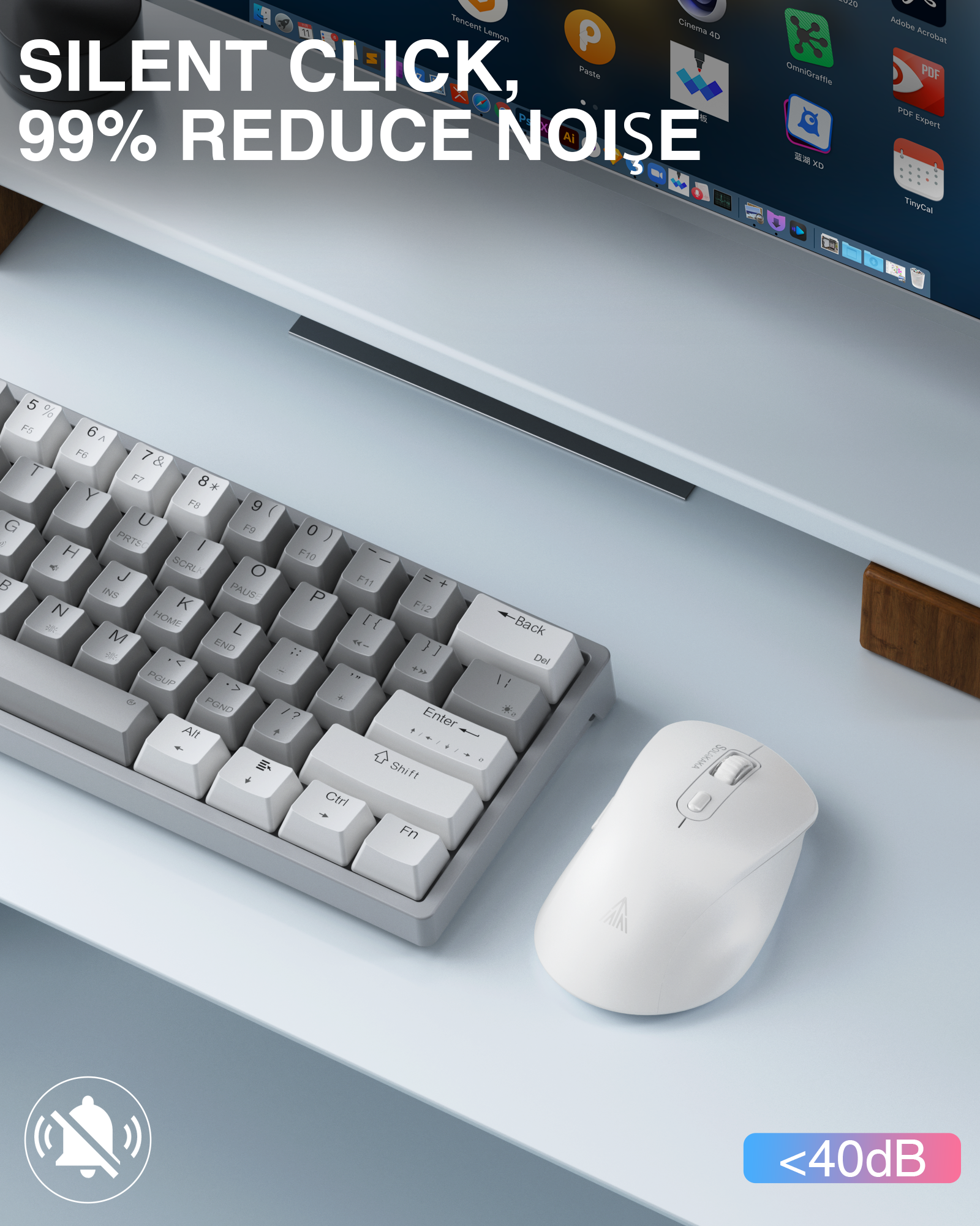 SM66 Dual Mode Wireless Gaming Mouse, Rechargeable RGB Ergonomic Mice with Adjustable DPI ,white - Image 6