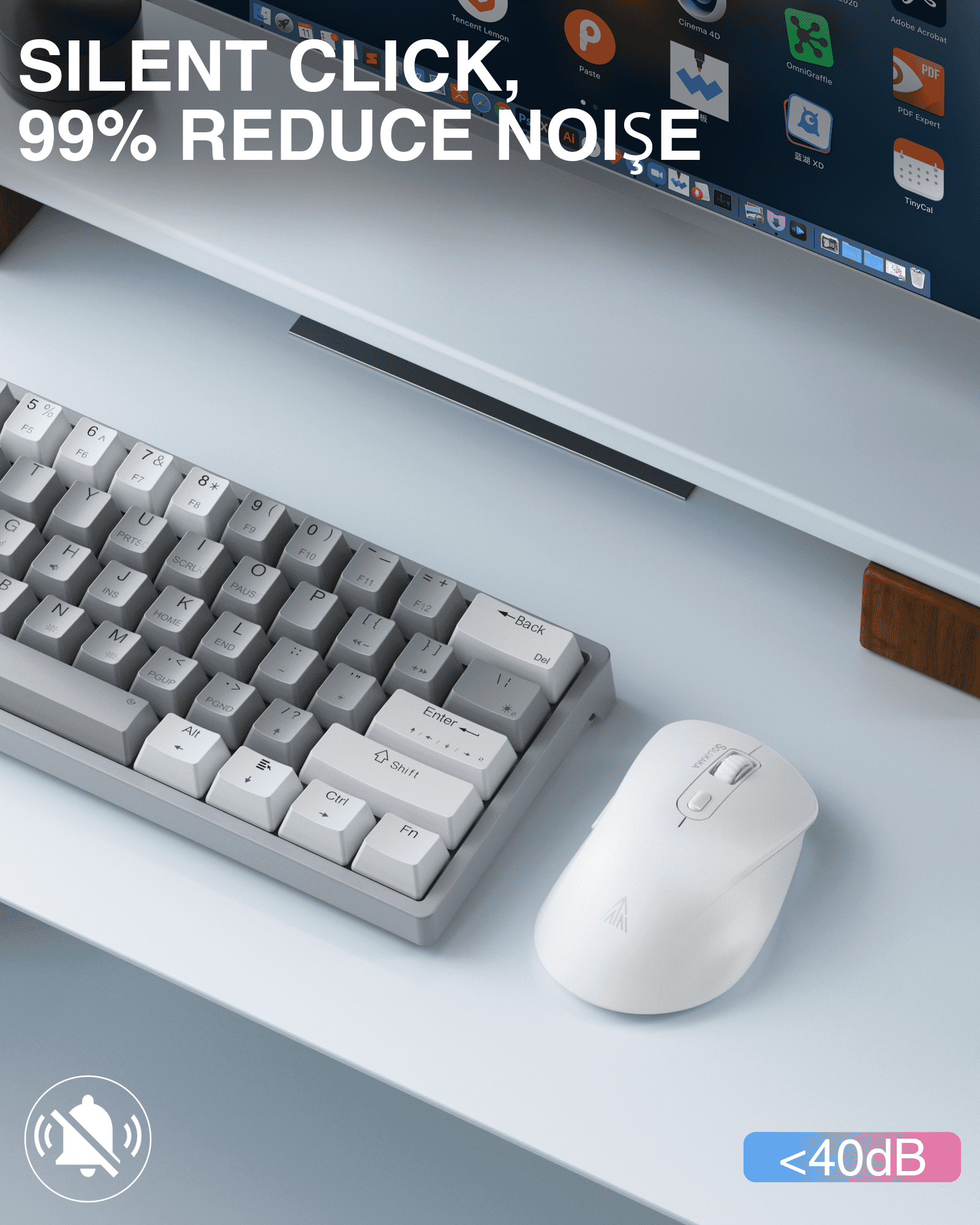 SM66 Dual Mode Wireless Gaming Mouse, Rechargeable RGB Ergonomic Mice with Adjustable DPI ,white - Image 7
