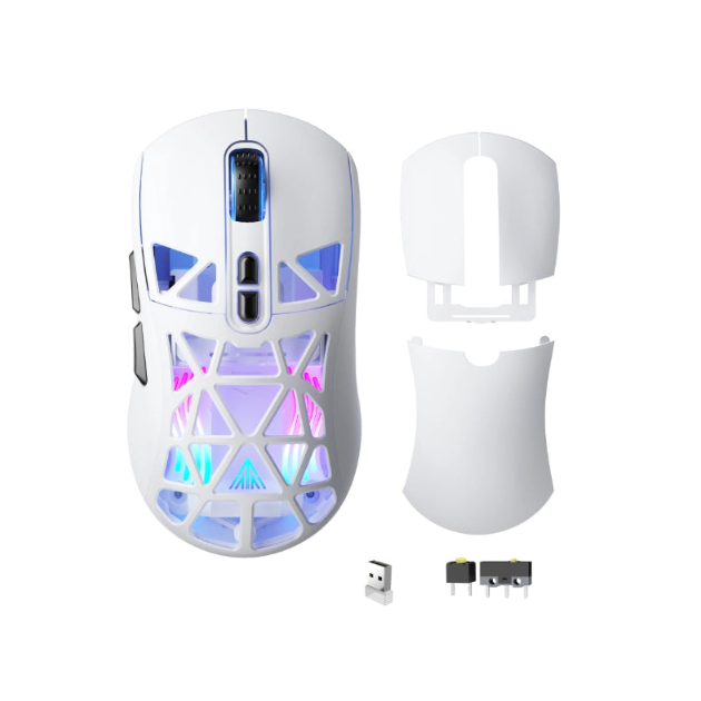 SM802 Tri‑Mode Gaming Mouse, Adjustable DPI, RGB Backlight, Ergonomic Wireless Mouse,white - Image 1