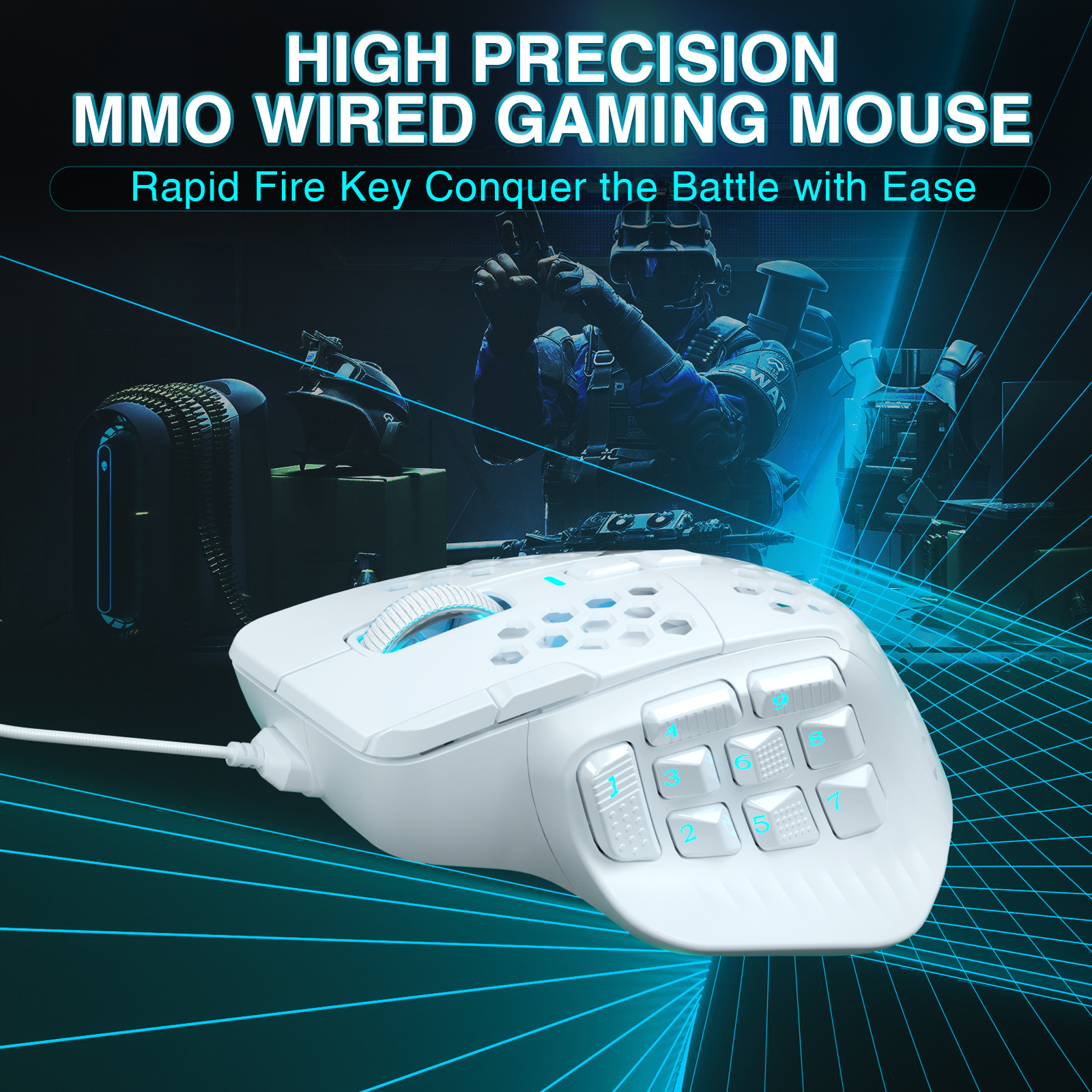 SOLAKAKA SM809 Pro Triple-Mode Wireless Gaming Mouse，white - Image 4