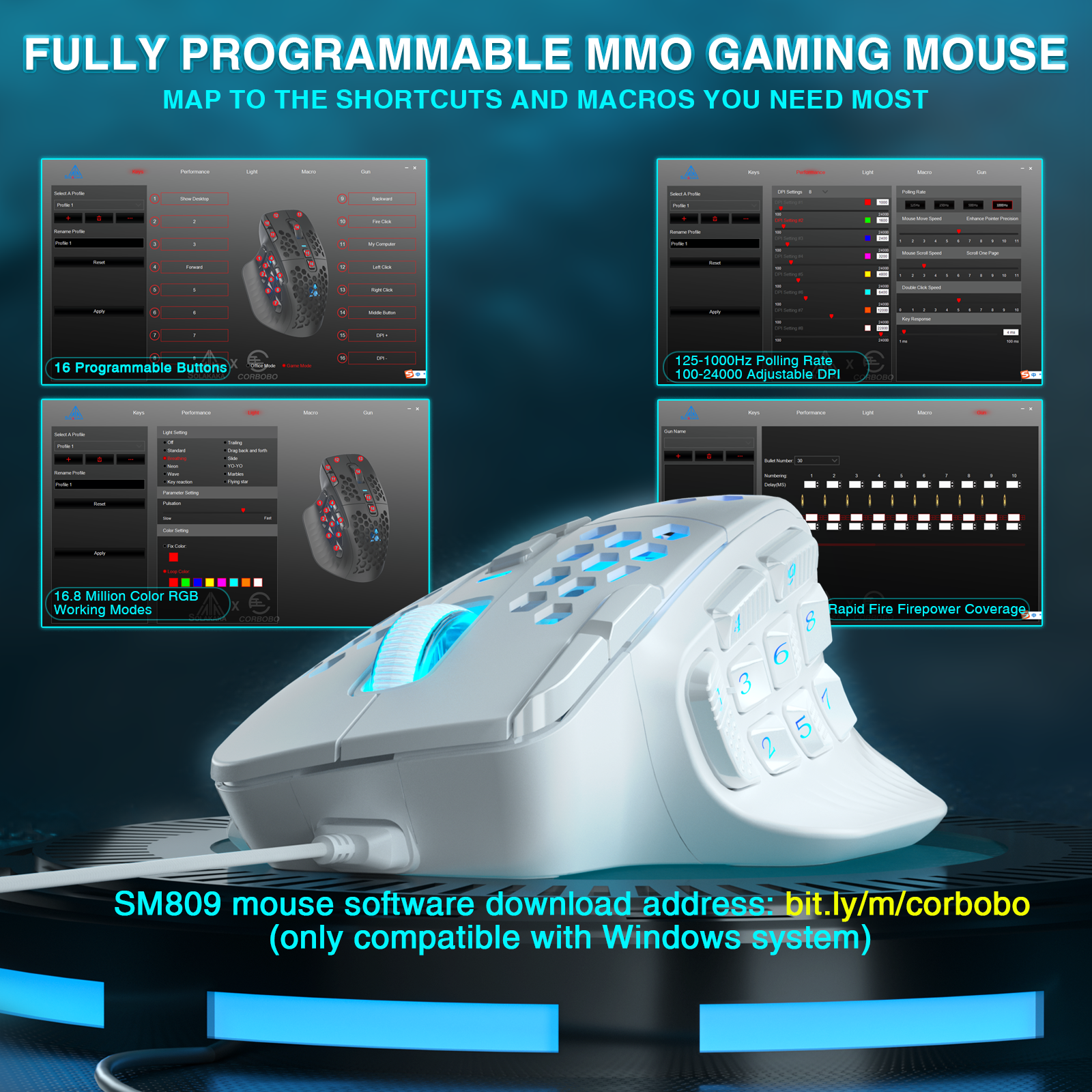 SOLAKAKA SM809 Pro Triple-Mode Wireless Gaming Mouse，white - Image 7