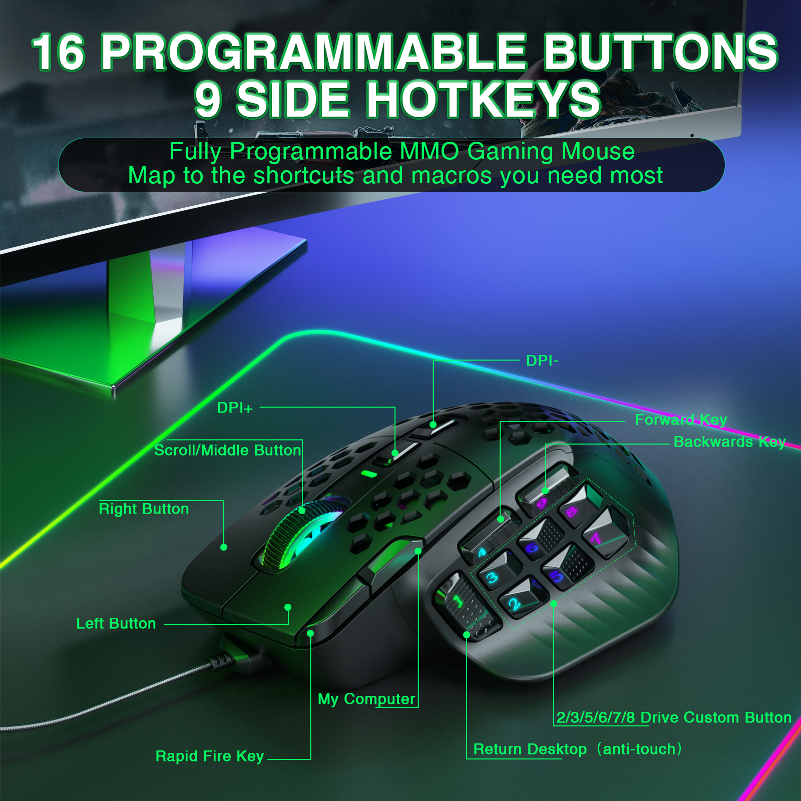 SOLAKAKA SM809 Wired MMO Gaming Mouse - Image 8