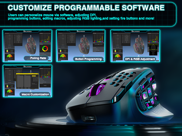 SM809pro Tri-Mode MM0 Wireless Gaming Mouse, Adjustable DPI RGB Backlight,black - Image 6