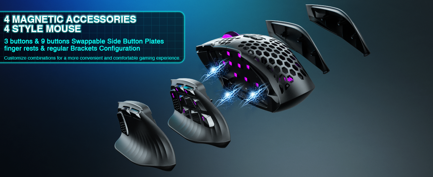 SM809pro Tri-Mode MM0 Wireless Gaming Mouse, Adjustable DPI RGB Backlight,black - Image 8