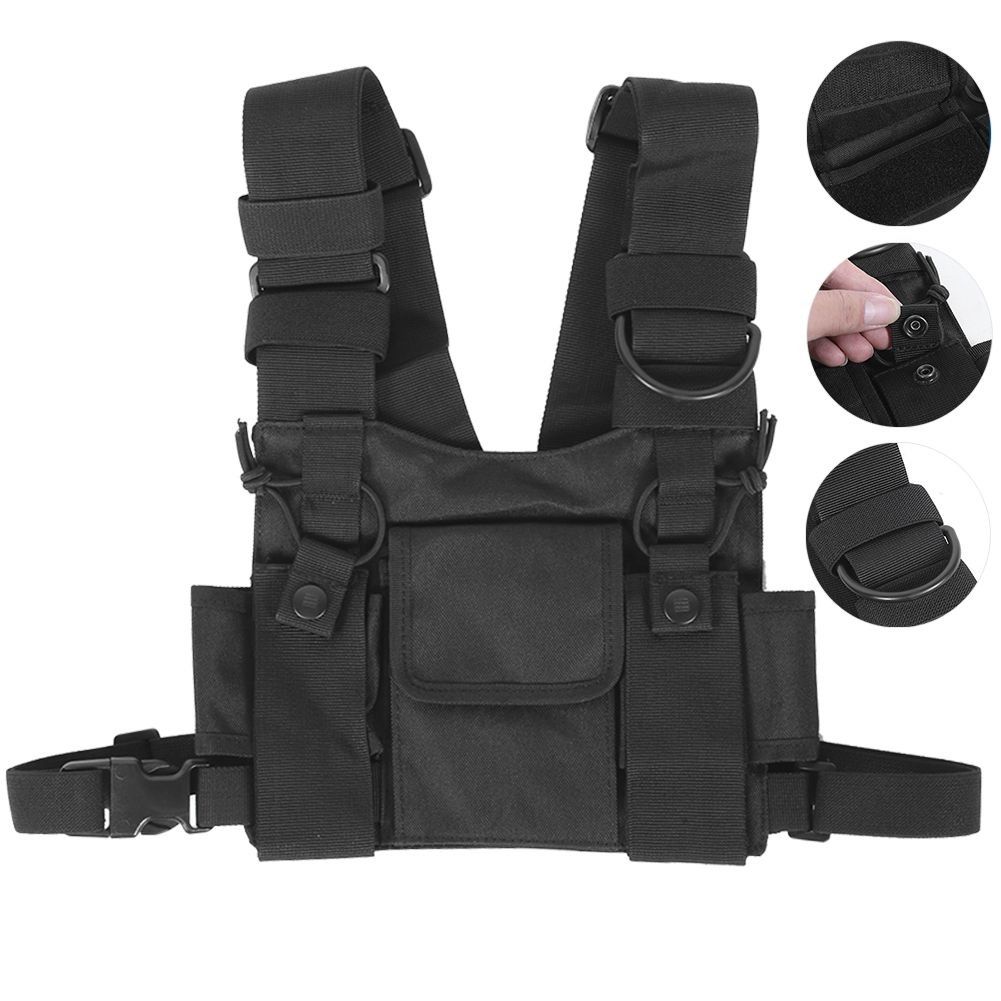 Walkie Talkie Chest Front Pack Pouch Tactics Outdoor Vest Rig Carry Bag - Image 4