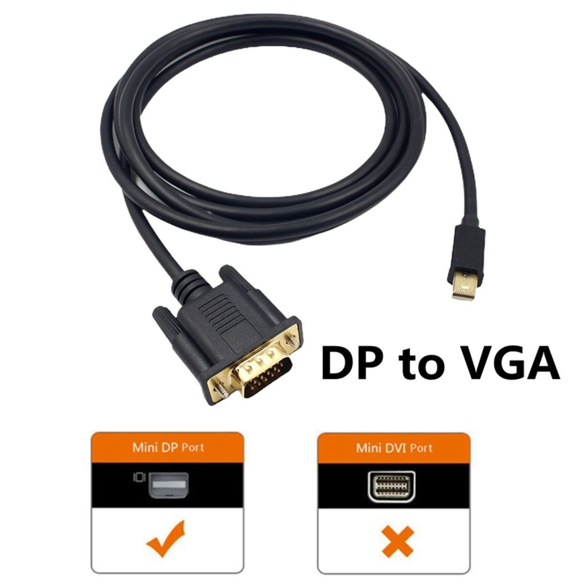 1.8M MIni DP to VGA Adapter 1080P DP to VGA Adapter HDTV Display for MacBoo - Image 2
