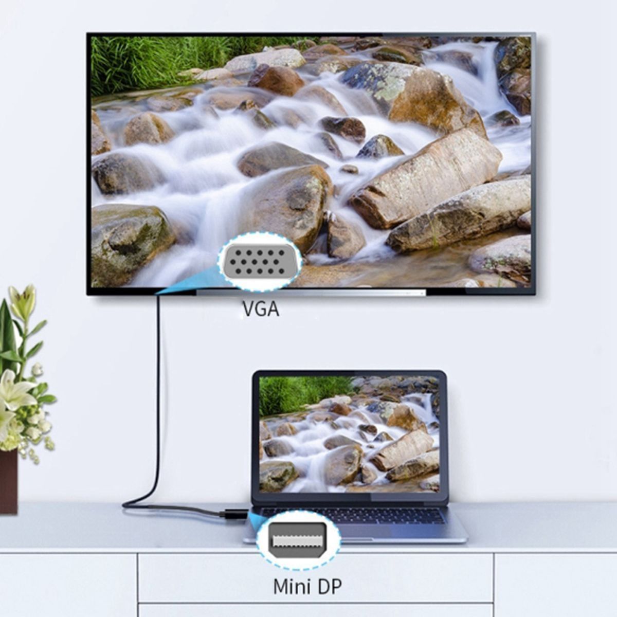 1.8M MIni DP to VGA Adapter 1080P DP to VGA Adapter HDTV Display for MacBoo - Image 3