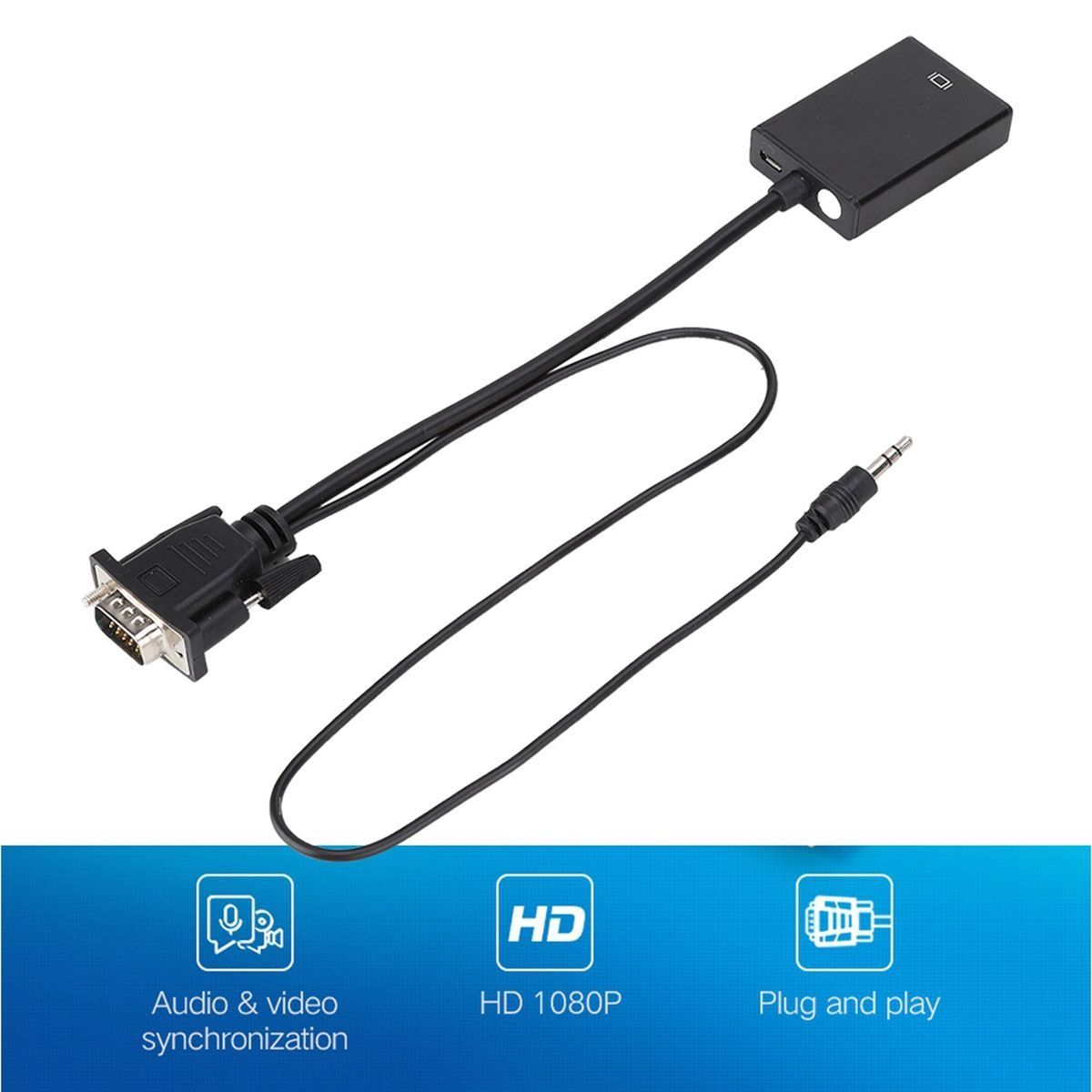 VGA to HDMI Adapter With Audio For Projector PC HDTV 1080P - Image 3