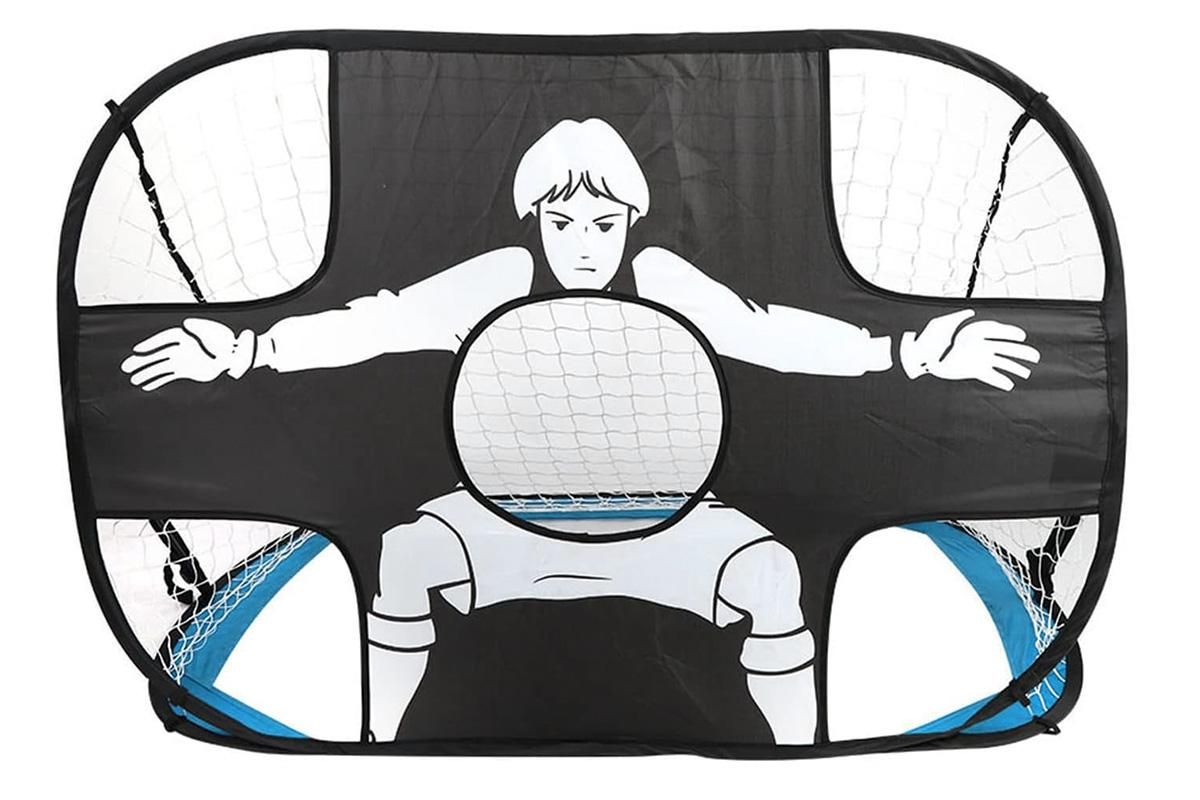 2 in 1 Portable Foldable Soccer Goal with Detachable Target - Blue - Image 2