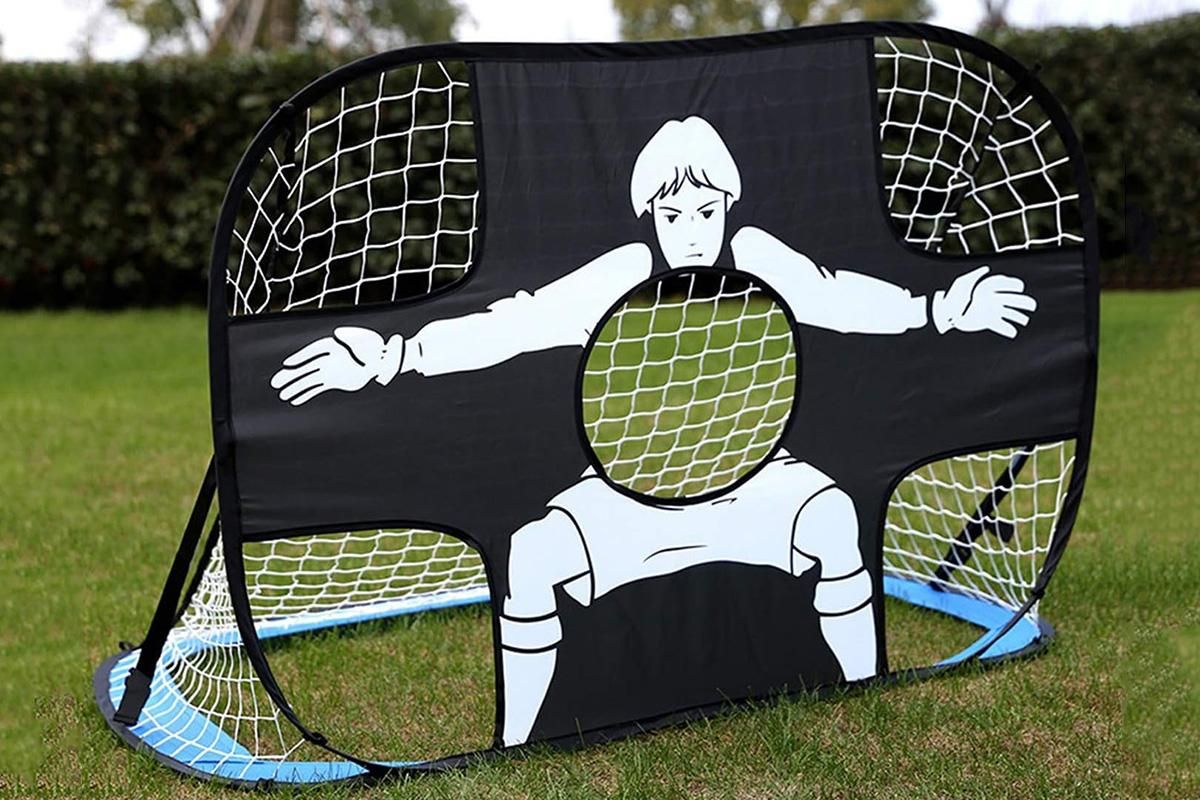 2 in 1 Portable Foldable Soccer Goal with Detachable Target - Blue - Image 5